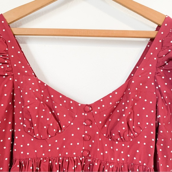 ASOS Design Pink Cotton Polka Dot Babydoll Mini Dress Sz 0 - Picture 5 of 13